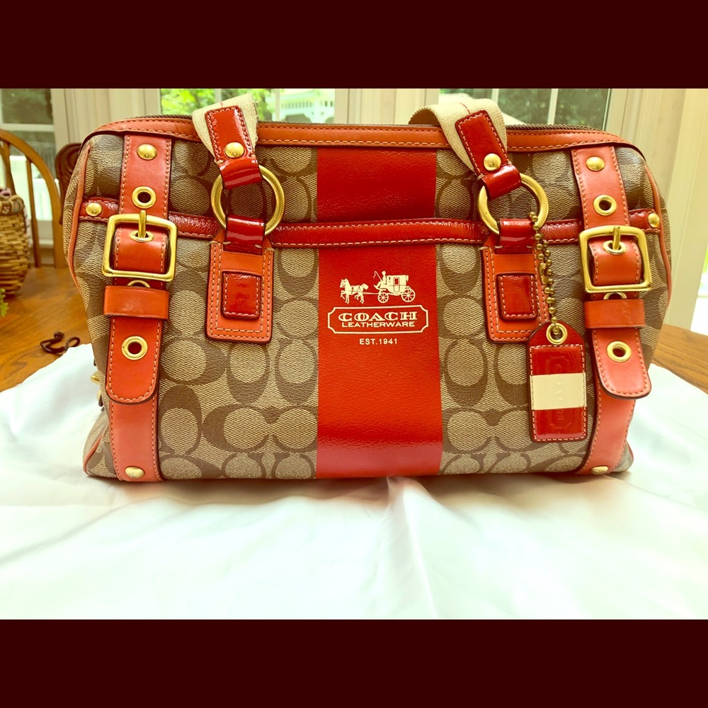 Coach Large Size Bowling Bag W/ Double Zip